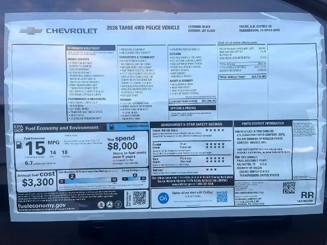 2026 Chevrolet Tahoe Police Package Commercial